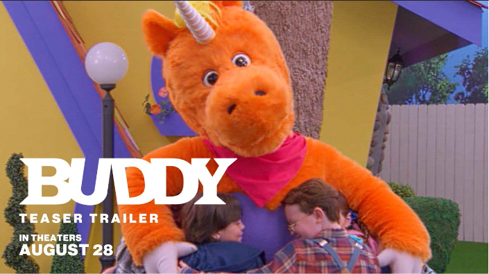 Buddy the sinister orange unicorn from the TV broadcast